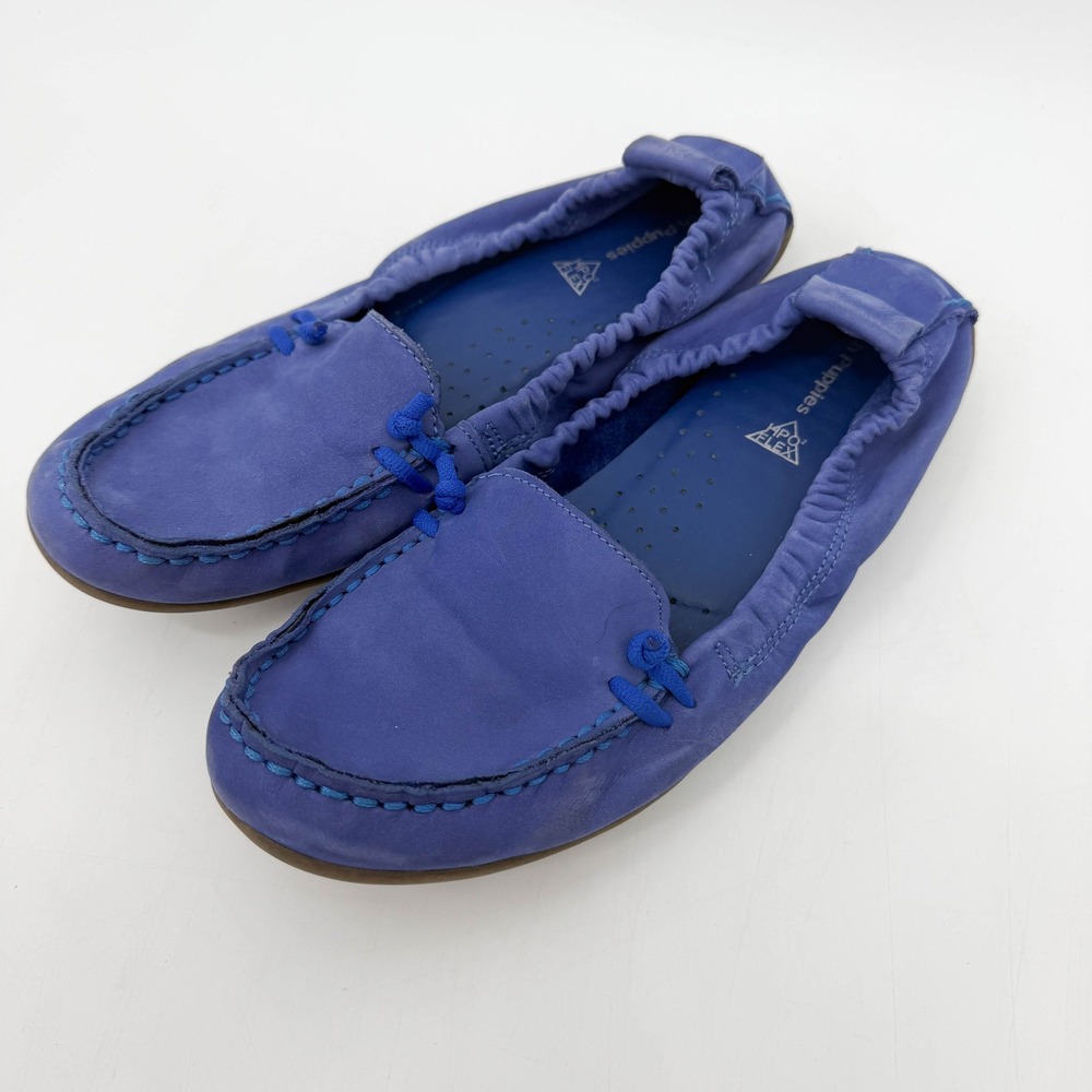 Hush Puppies Chaste Ballet Flats Blue Nubuck Leather Moccasin Loafers Size 8 - Picture 3 of 9